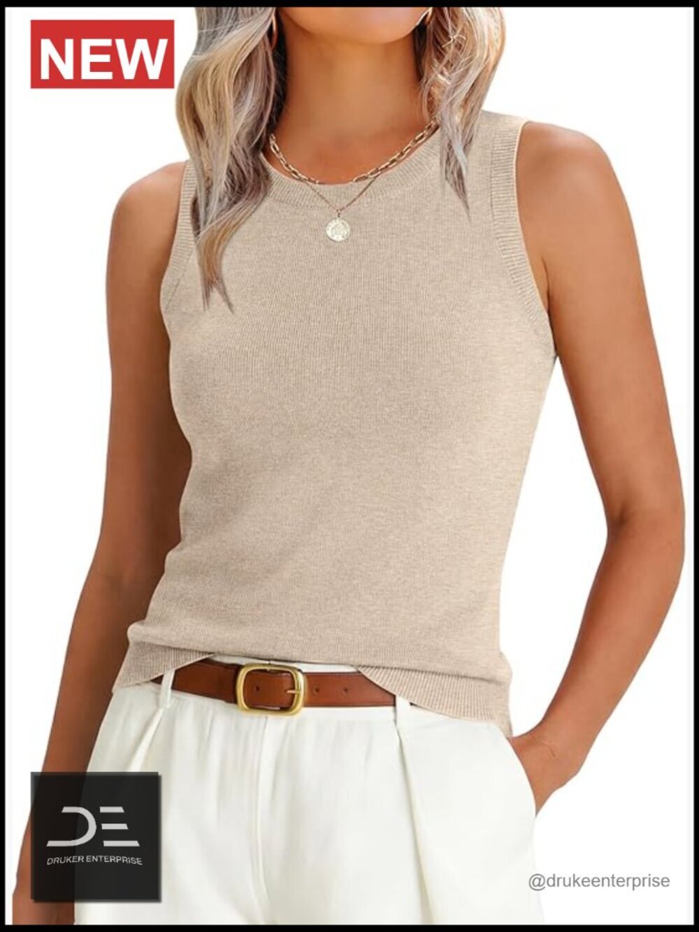 Wool Blend Sleeveless Tank Top - Soft Fitted Business Casual Sweater